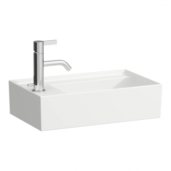 Praustuvas Laufen KARTELL 460x280x120 mm, be angos maišytuvui (vieta maišytuvui kairėje), be perlajos 